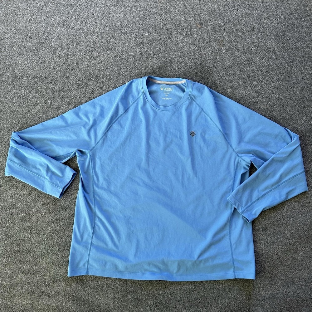 Coolibar Rash Guard Mens 2XL Blue Hightide Long Sleeve Swim Shirt UPF 50+